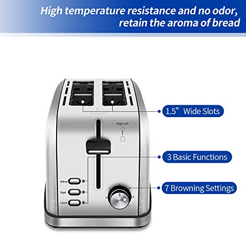 iFedio Toaster 2 Slice Toaster, Retro Stainless Steel Bread Toaster for