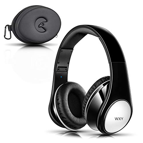 Bluetooth Headphones Wireless, WXY Hi-Fi Stereo Over Ear Headset V4.2, Foldable and Lightweight with Mic, Wired and Wireless for Cell Phones iPhone TV PC (Bright Black)
