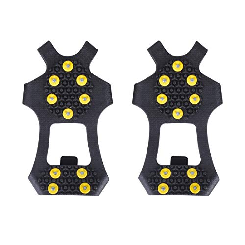 Xcellent Global 10-Stud Anti-slip Ice Snow Grips Shoes covers, 10 claws ice snow crampons Spikes Grip Grips, Crampons, Cleats (Medium)