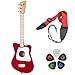 LOOG Mini Guitar for Children (Red) with GSA10RD Guitar Strap and Planet Waves Guitar Pick Assortment 10-Pack Bundle
