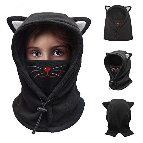 FCY Kids Balaclava Ski Mask, Boys/Girls Washable Fleeces Winter Hat with Face Cover for Windproof,Cat - Thumbnail 7