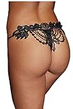 Sidefeel Women's Sex Underwear Pierced Embroidered Panties Beaded Knicker