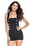 Cfanny Women's Pin up Square Collar Mini Romper Playsuit Jumpsuit