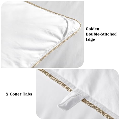 SWITTE 80% Goose Down Duvet Queen Size,Hotel-Like 100% Organic Cotton Shell 800 TC Bedding Down Comforters,700+ Fill Power Heavyweight Thickened Duvet Insert,White(90x90inch)