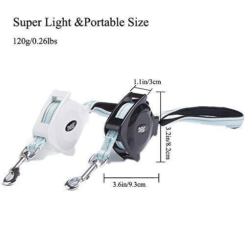 DELE Retractable Pet Leash, 4.7ft/1.4m Pet Walking Leash for Small/Medium/Big up to 88lbs,2nd Generation,Strong Belt,Tangle Free,Double Direction Extension, Pocket Sized,Portable,Durab (White)