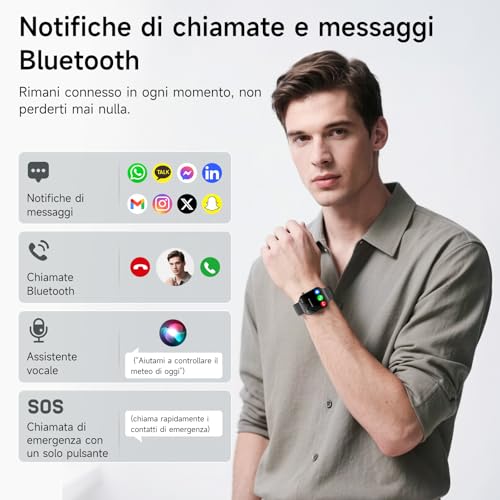 Lgnitek 2026 New Smartwatch with ECG, 2.2 Inch Curved Watch with Blood Pressure/HRV/SpO2/Uric Acid/Emotions/Fatigue/Sleep/Heart Rate Monitor for Men Fitness Tracker, IP68 iOS Android