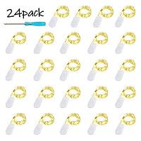 24 Pack Battery Operated Fairy Lights 3.3ft 20 Led String Lights Starry Copper Wire Lights for DIY Wedding Party Bedroom Halloween Christmas Decor Lights (24 Pack- Warm White)