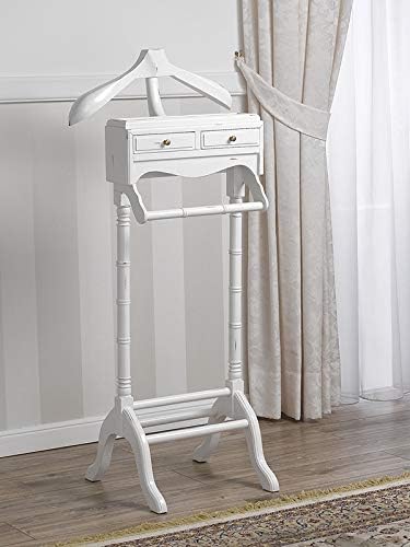 Simone Guarracino Luxury Design Valet clothes stand Albert 2 drawers Shabby Chic style suit stand antique white