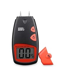Medidor de humedad de madera digital   Tiaoyeer Probador de humedad de LCD de mano Detector de humedad de humedad Probador con 2 pines de sensor de repuesto y una batería de 9 V (ambos incluidos) Rango 5    40 , Precisión: +   1 , MD812