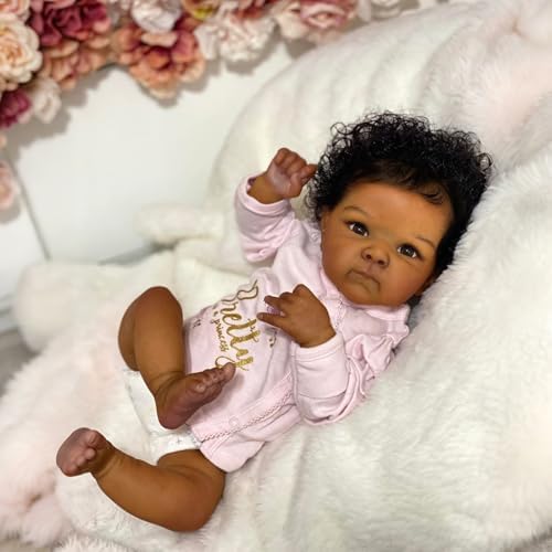 Pinky Lifelike Reborn Baby Dolls 24 Inch 60CM Baby Soft Body Realistic Newborn Baby Dolls African American Black Real Life Baby Dolls Cloth Body Doll : Pinky Reborn 28inch Lifelike Reborn Toddler Girl Doll