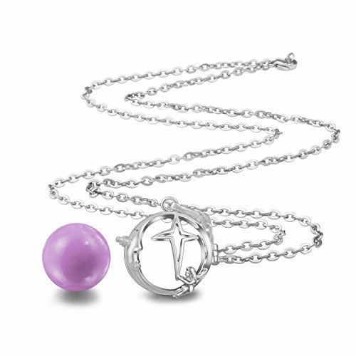 EUDORA Harmony Bola Moon Story Angel Chime Caller Chime Pendant 30 Inches Necklace Violet - Thumbnail 2