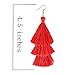 Tassel Earrings Tiered Thread Tassel Dangle Earrings Statement Layered Tassel Drop Earrings (3 layers red)