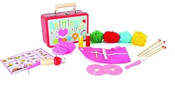 small Foot 3923 Kinderkoffer Strickset mit vielfältigem Zubehör und Metallkoffer zum Verstauen und für den Transport