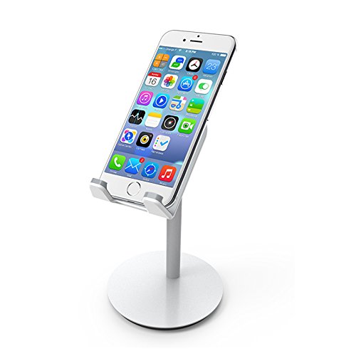 Phone Stand,Cell Phone Holder Tablet Stand Desktop Holders Suit for Mobile Phone Tablets Below 10", Adjustable Mobile Phone Holder - Silver