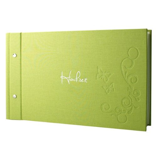 Photo Album Guest Book Butterfly Landscape Green Expandable Wedding with Embossed Lettering Made in Germany