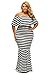 Lady Swain Women's Striped Off Shoulder Ruffle Tube Plus Size Mermaid Maxi Dress