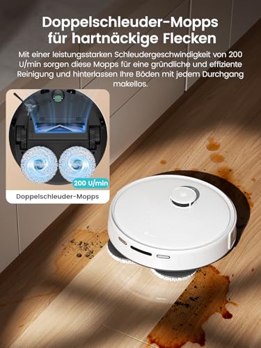 LEFANT M3 Gen2 Saugroboter mit Wischfunktion, 12000Pa Saugkraft Staubsauger Roboter, Anti-Verfilzungs-Seitenbürste, Hindernisvermeidung, LiDAR-Navigation, All-in-One Dock, App/Alexa/i Watch Steuerung thumbnail 2