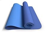 MRS Fitness Yoga Mat - Eco Friendly, Nonslip for Hot Yoga; Travels Easily in Your Yoga Bag; Comes with Yoga Mat Strap Carrier; Best Thick, Organic Mat for Exercise, Pilates and Yoga;-DarkBlue/LtBlue