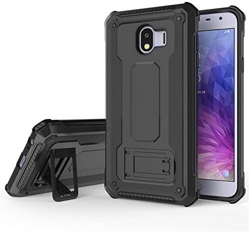 QLOA Multifunctional case for Samsung Galaxy J4 2018 case, Hard PC Soft Bumper Horizontal Stand Protective Cover for Galaxy J4 2018 (2018 Release)-Black