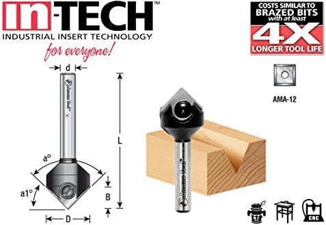 Amana Tool - RC-45711 In-Tech Insert Carbide V Groove 90 Deg x 11/16 Dia x 21/64 x 1/4 Inc, Packs - Image 3