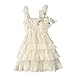 WEIJU Baby Girls Rustic Lace Layer Dress,Ivoy White,S