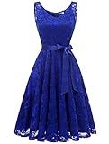 AONOUR Women's Floral Lace Cocktail Party Dress Short Prom Dress V Neck