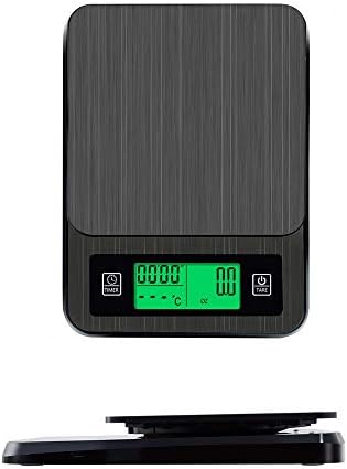 Lovinglove Precision Digital Kitchen Scale/Multifunction Food Scale/Coffee Scale With Timer，Temperature Probe LCD Display (4.4lb(2kg0.1g), Black)