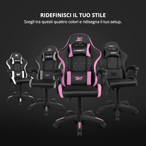 DR35 – Sedia Gaming Ergonomica Professionale con Braccioli 2D Regolabili, Supporto Lombare e Cervicale, Reclinabile a 135°, Rivestimento in Pelle Sintetica, Ruote Silenziose, Nero