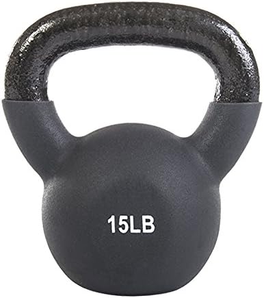 Enjoee 15lbs Grey Vinyl Kettlebell for Home Exercise,single