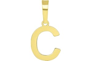 Jewelry America Solid 14k Yellow Gold Dainty Mini Uppercase Initial Charm Block Letter Pendant