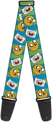 Adventure Time Theme Nylon Guitar Strap - Jake &amp; Finn Repeating on Stripes