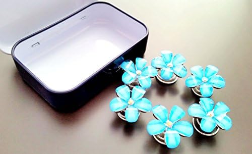 Qlove Set of 6 Sparkling Crystal Rhinestone Water Blue Hair Coils Twists Spirals Hair Pins Accessories with Cute Metal Jewelry Box Container(qlove1504)