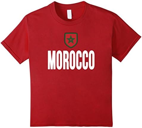 Kids MOROCCO T-shirt Moroccan Pride Flag Tee Soccer Football 4 Cranberry