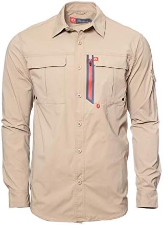 American Outdoorsman Men’s Long-Sleeve Fishing Shirt Blackfoot River, Moisture-Wicking Button-Up Clothes/Apparel