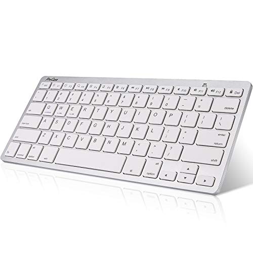 ProCase Wireless Keyboard for iPad Android Windows Tablets Smartphone, Mini Small Slim Compact Portable Keyboard for iPhone iPad iMac Cellphone Surface Laptop Smart TV (Battery Operate) -Silver