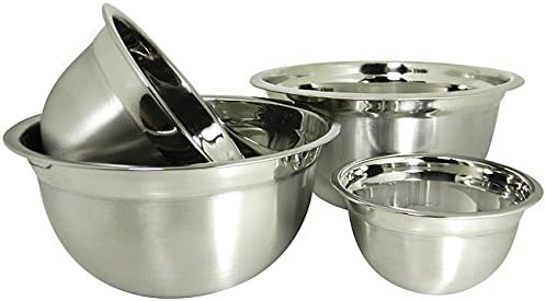 Prime Pacific Stainless Steel Euro Style German Deep Mixing Bowl (Set of 4)