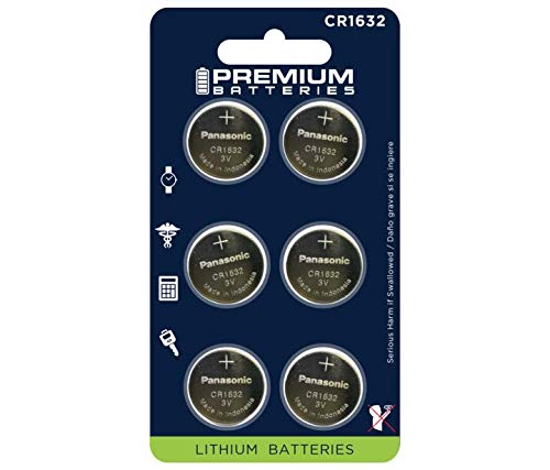 Panasonic CR1632 3V Batteries Lithium Coin Cell Premium Packaging (5 Pack)