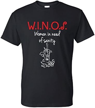 HouseVines Winos Women's Eco Friendly Screening Printed Black T Shirt Size-M