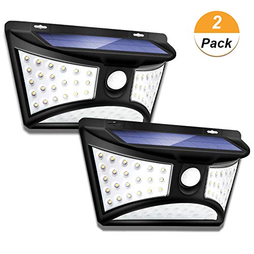 Outdoor Solar Motion Sensor Wall Light 2 Pack, 68 LED IP65 Waterproof Wireless Night Security Light with 270° Wide Illumination Angle for Front Door,Yard,Garage,Garden,Stairs,Pathway