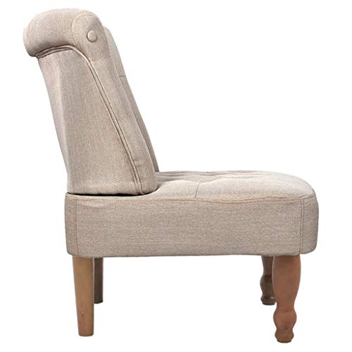 Unfade Memory French Chair Modern Accent Slipper Chairs for Living Room, Bedroom Fabric (Cream)