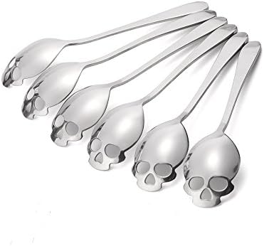 YUSHVN Sugar Spoon Stainless Steel Sugar Skull Spoons High-Grade Tea and Coffee Stirring Spoon Espresso Spoons Set of 6