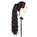 24 Inch Long Tie Up Ponytail Hair Extension 1 Piece Hairpiece Synthetic Binding Pony Tail Clip in Hair Extensions for Girl Lady Woman (24Inch Tie Up Ponytail, 1B#)