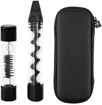 Glass Tool Set for Dry Herb Leaves, Spices with Box + Drawstring Bag (Black)