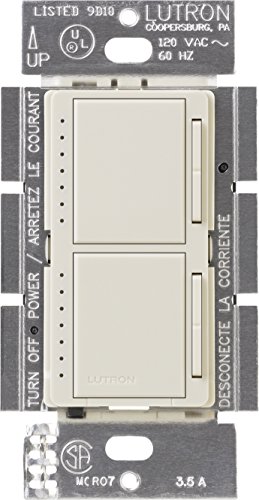 Lutron MA-L3L3-LA Maestro 300 Watt (top)/300 Watt (bottom) Single Pole Dual Dimmer, Light Almond