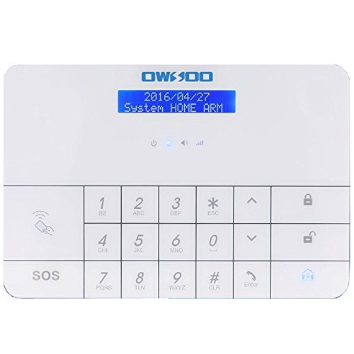 OWSOO Home Burglar Security Alarm System 433MHz Wireless Auto-dial PSTN LCD Display Remote Control with 9pcs Window Sensors +4pcs PIR Motion Sensors +1pcs Water Intrusion Leakage Sensor + Sirens
