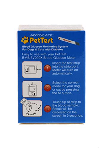 Advocate PetTest Blood Glucose Test Strips & 21G Twist Top Sterile Lancets Combo â€“ Ideal for Vets & Pet Owners - Easy to Use & Calibrated for Dogs/Cats Suffering from Diabetes, 50 Count per Box