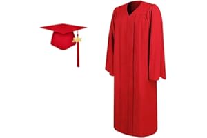 LEWOTE 2024 Matte Adult Graduation Gown Cap Tassel Set with 2024 Years Charm