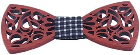 Boling Men's Wooden Neck Ties Creative Handmade Hollow Out Wood Men's Bow Tie (Model A)