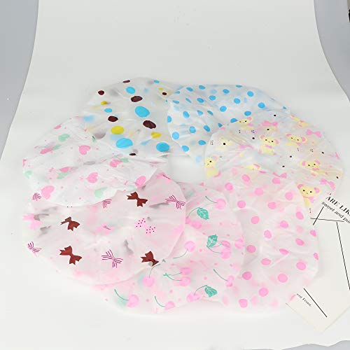 Milacolato 20Pcs Assorted Waterproof Shower Caps EVA Plastic Material Flower Printed Elastic Band for Women Girls Children Bath Salon Caps