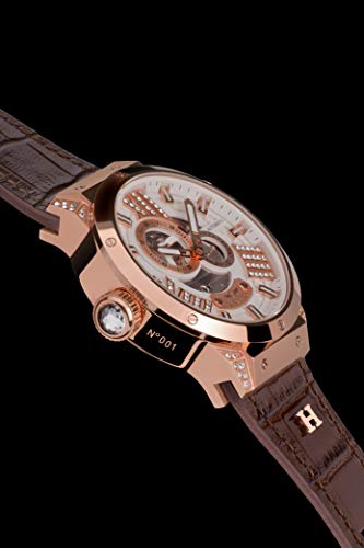 HMMER-Damen-Armbanduhr-Analog-Automatik-mit-Kalbslederarmband-GL-400